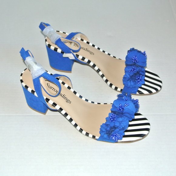 Soft Surroundings Flora Heels Blue Size 7.5 New - Picture 6 of 9